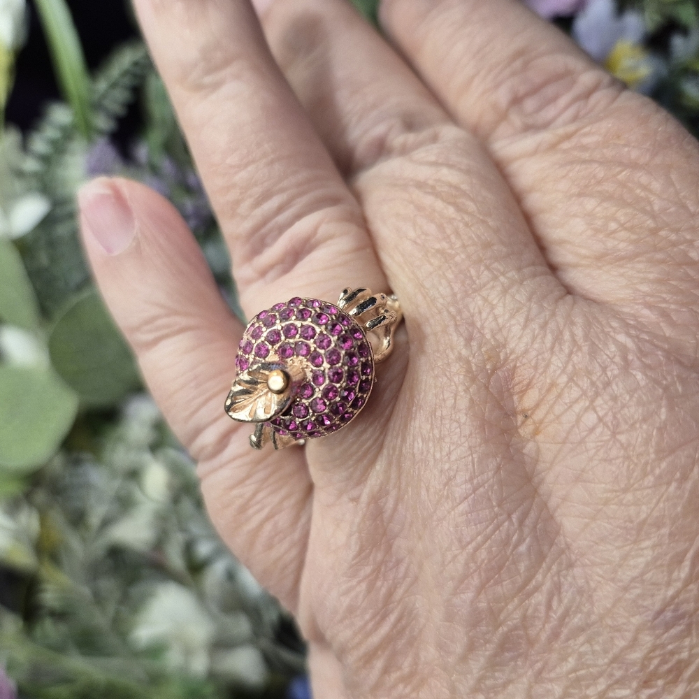 Unique Pink Gemstone Apple Ring - image 3